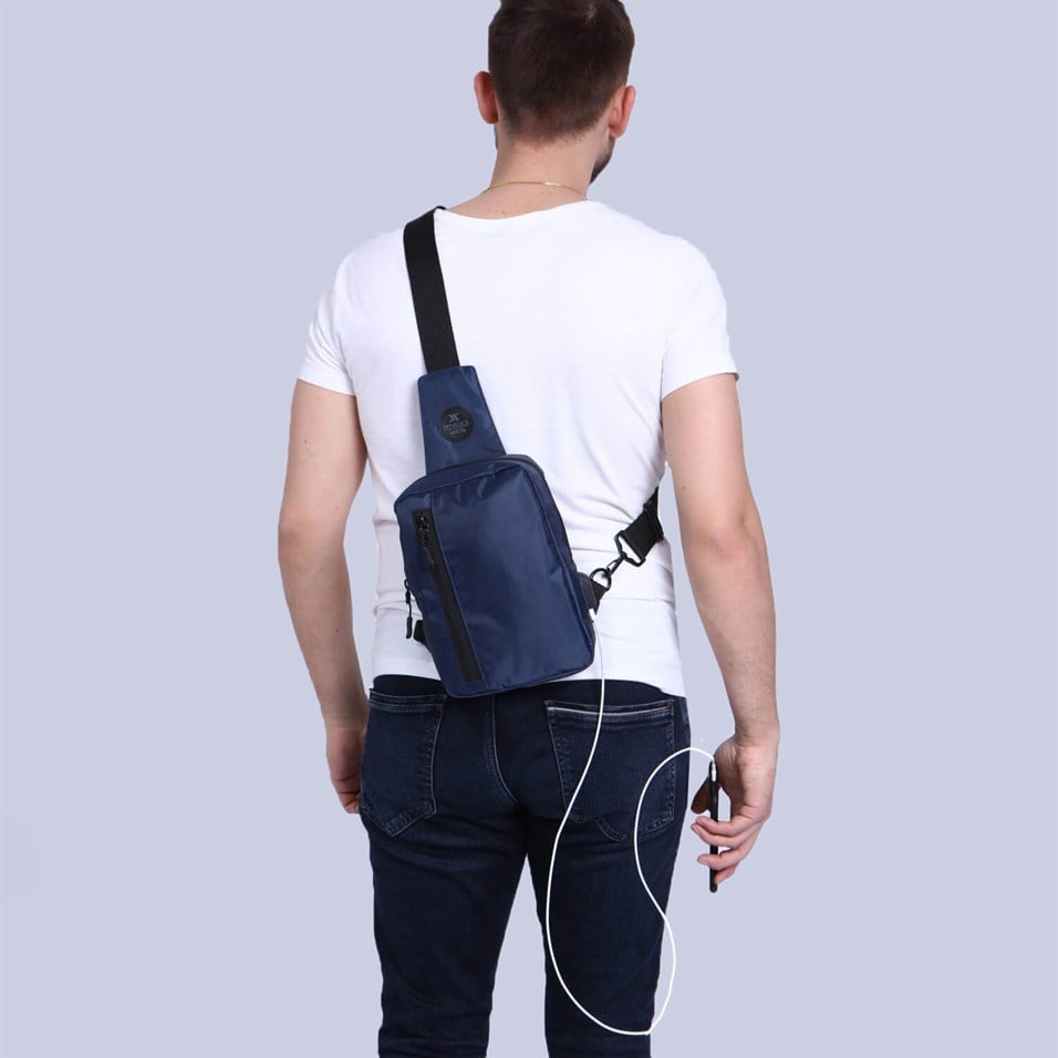 My Valice Smart Bag 1508 Cross Chest Bag With USB Charging Port Navy Blue