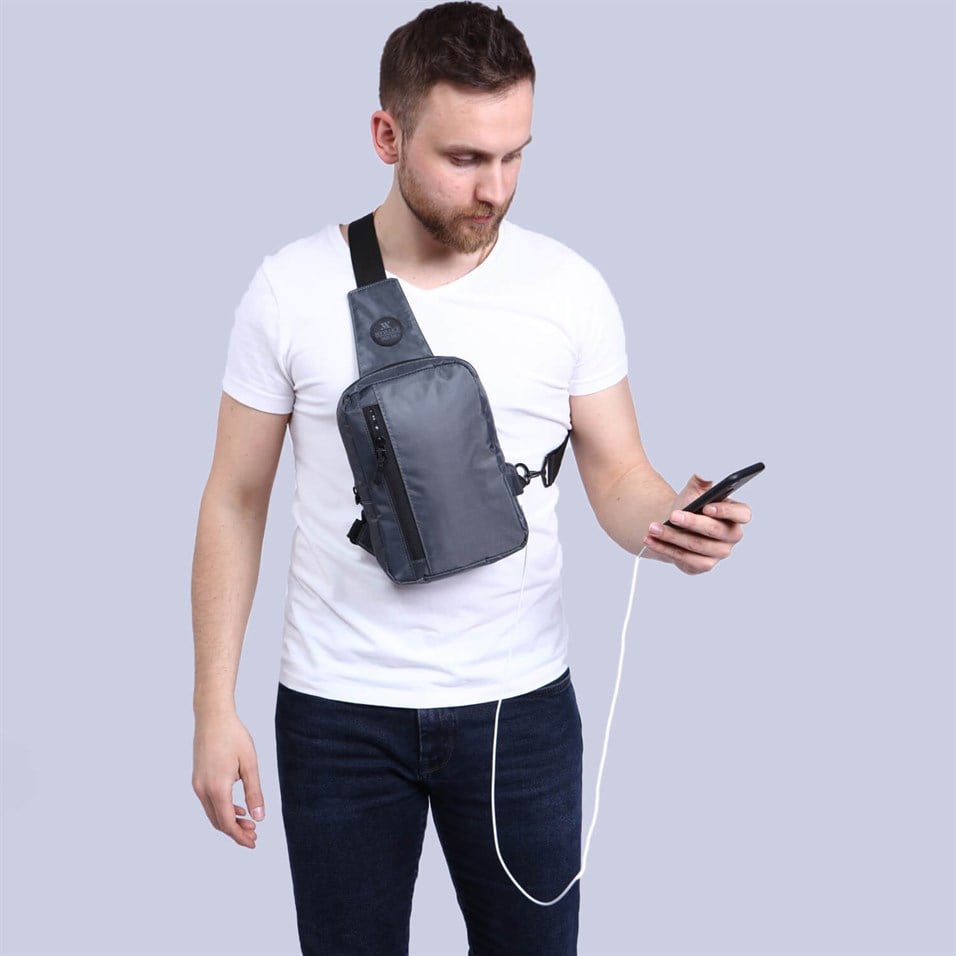 My Valice Smart Bag 1508 Cross Chest Bag With USB Charging Port Grey