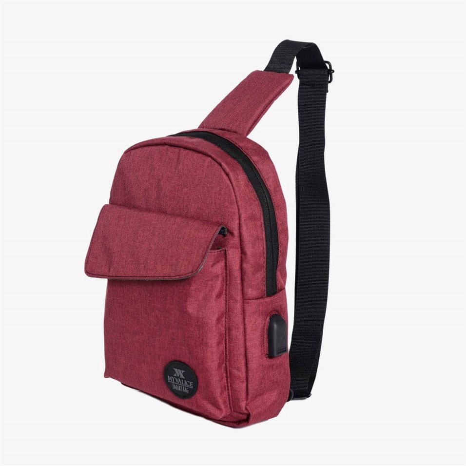 My Valice Smart Bag Usb'li Çapraz Göğüs Çantası 1505 Bordo