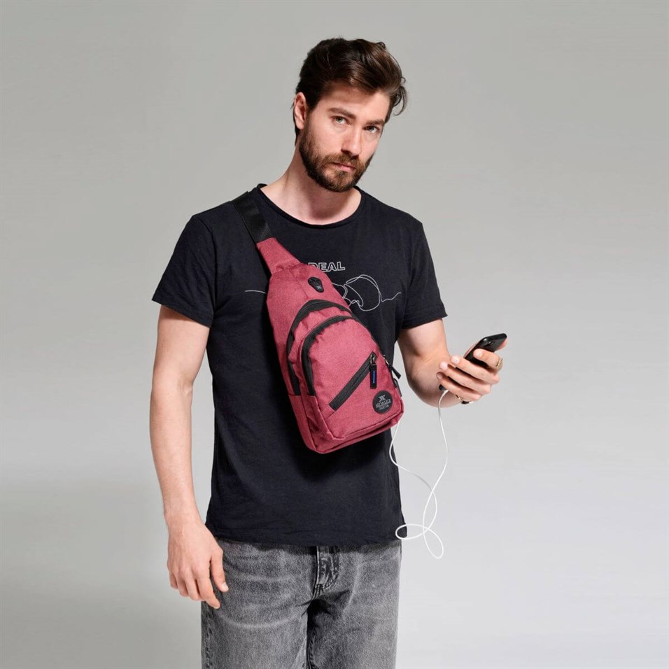 My Valice Smart Bag Usb'li Çapraz Göğüs Çantası 1502 Bordo