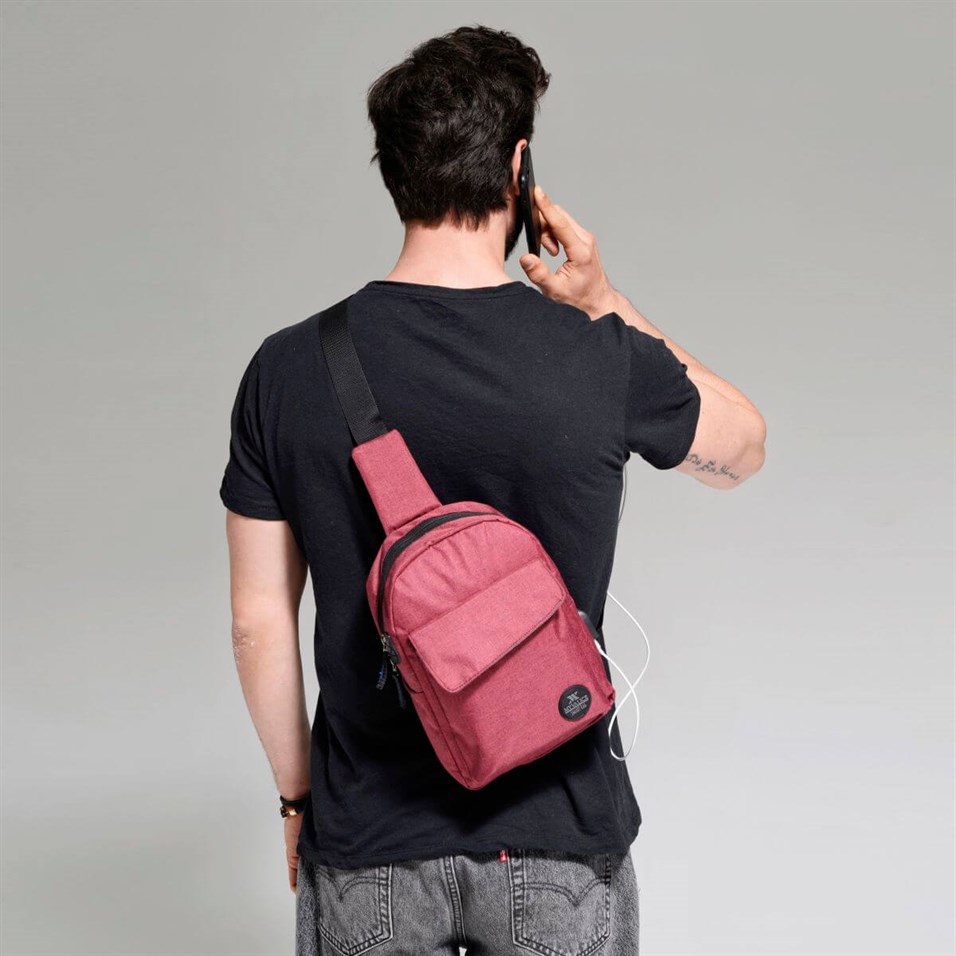 My Valice Smart Bag Usb'li Çapraz Göğüs Çantası 1505 Bordo
