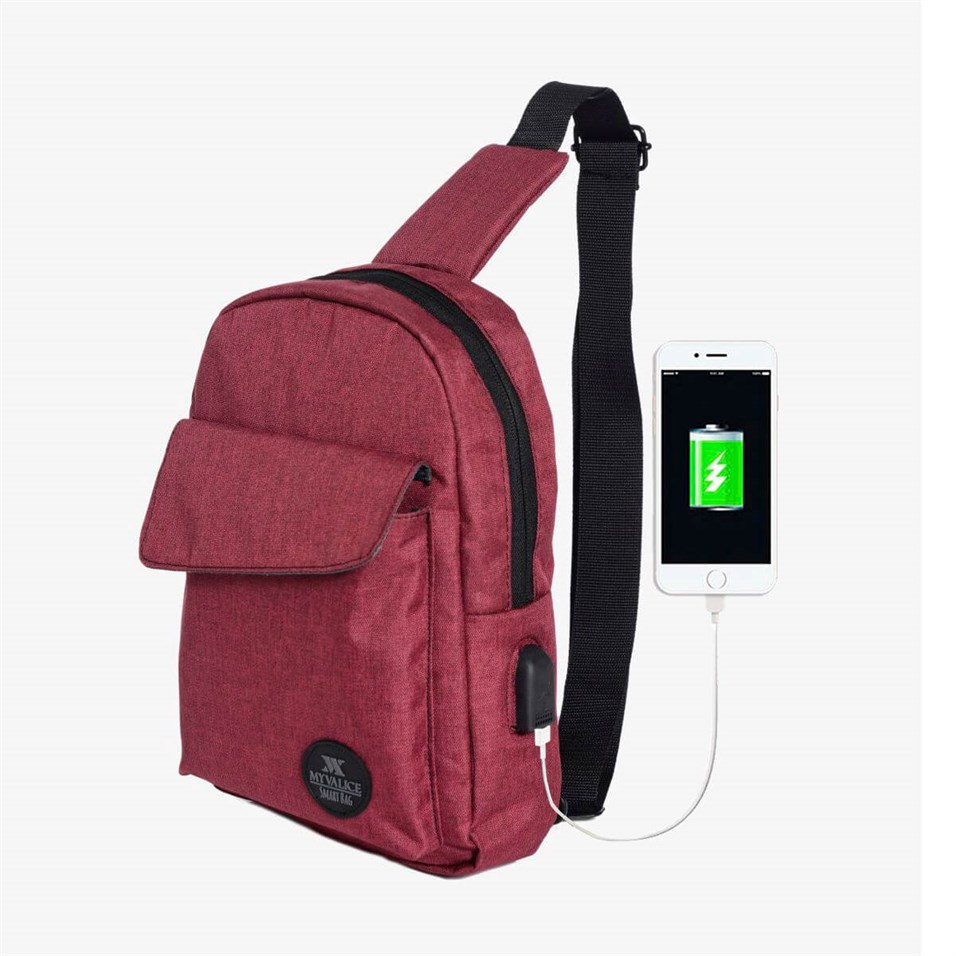 My Valice Smart Bag Usb'li Çapraz Göğüs Çantası 1505 Bordo