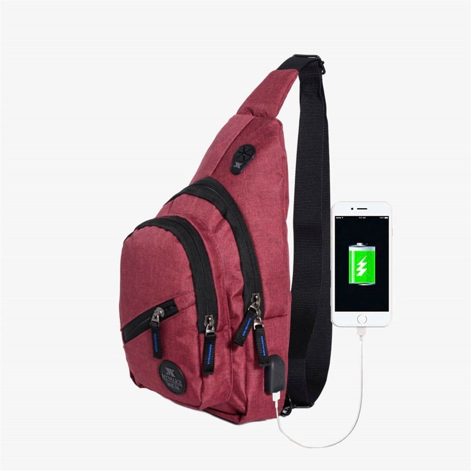 My Valice Smart Bag Usb'li Çapraz Göğüs Çantası 1502 Bordo
