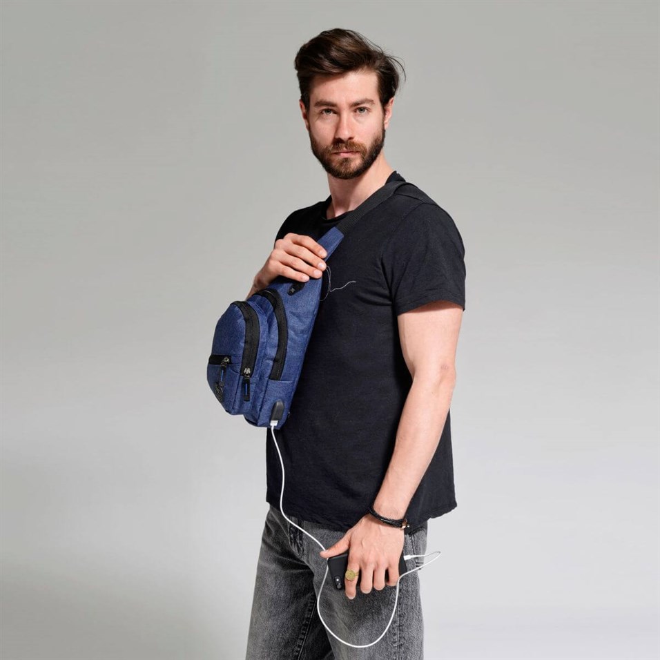 My Valice Smart Bag Usb'li Çapraz Göğüs Çantası 1502 Lacivert