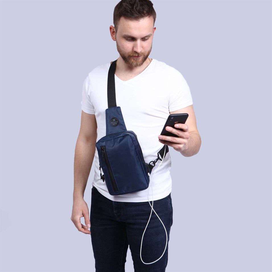 My Valice Smart Bag 1508 Cross Chest Bag With USB Charging Port Navy Blue