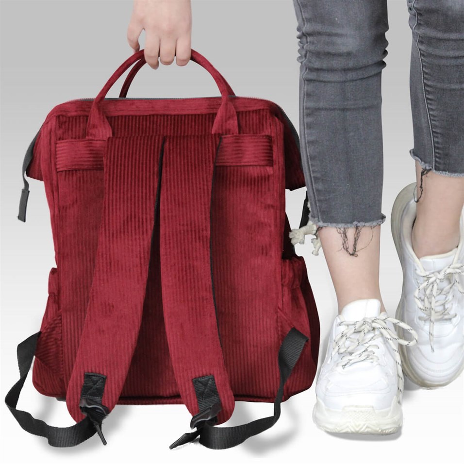 My Valice Smart Bag Usb'li Kadife Anne Bebek Bakım ve Sırt Çantası 1402 Bordo