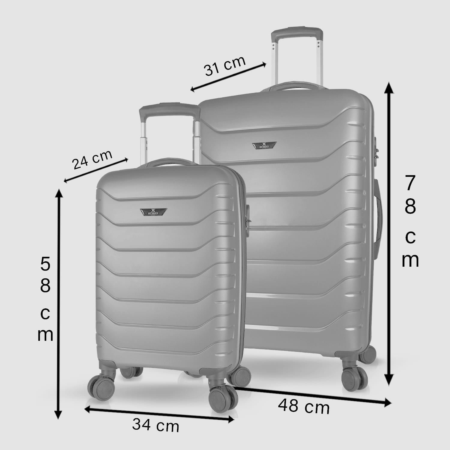 My Valice Solid PP Polipropilen Kırılmaz Kabin ve Büyük Boy Mürdüm 2'li Valiz Seti