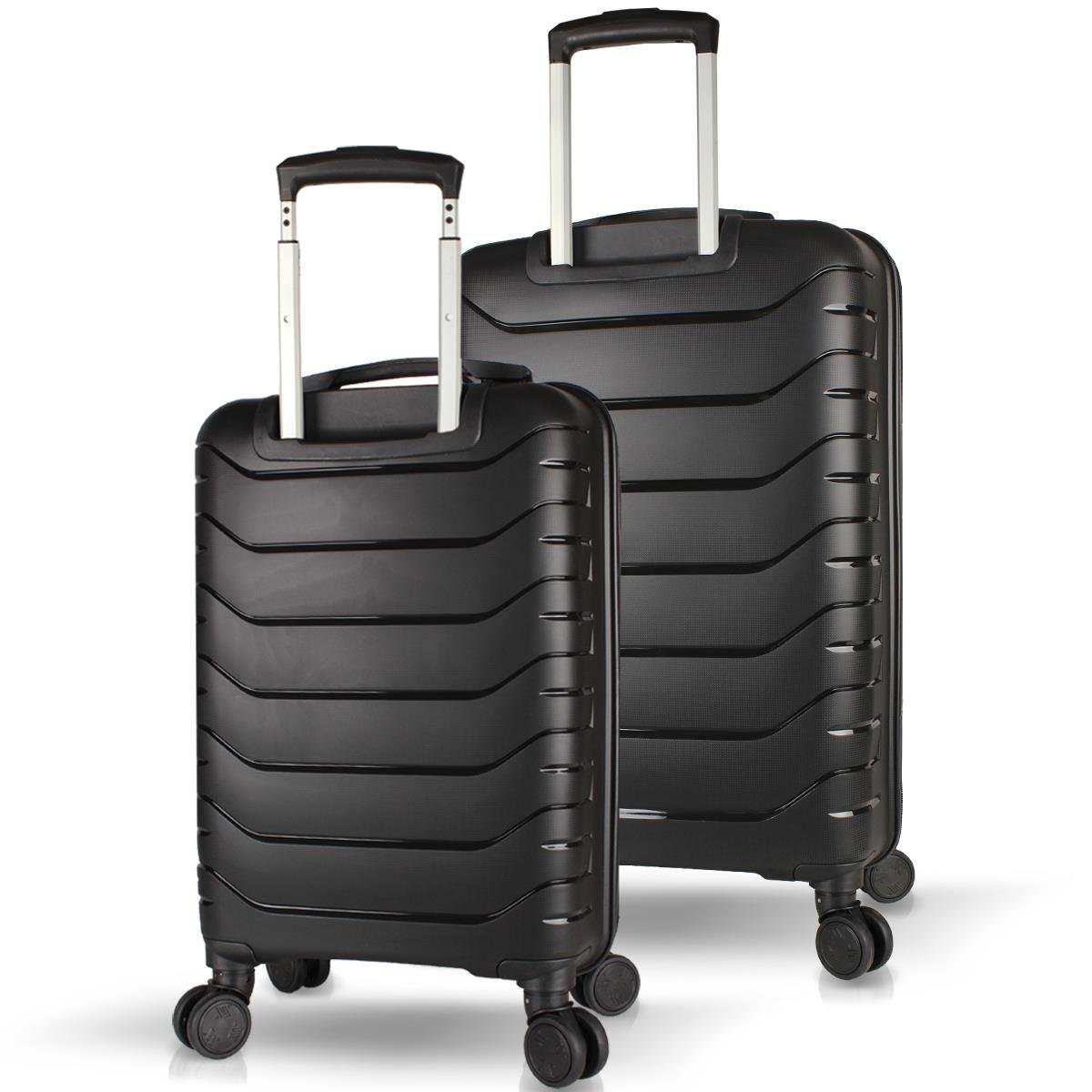 My Valice Solid PP Polipropilen Kırılmaz Kabin ve Orta Boy Siyah 2'li Valiz Seti