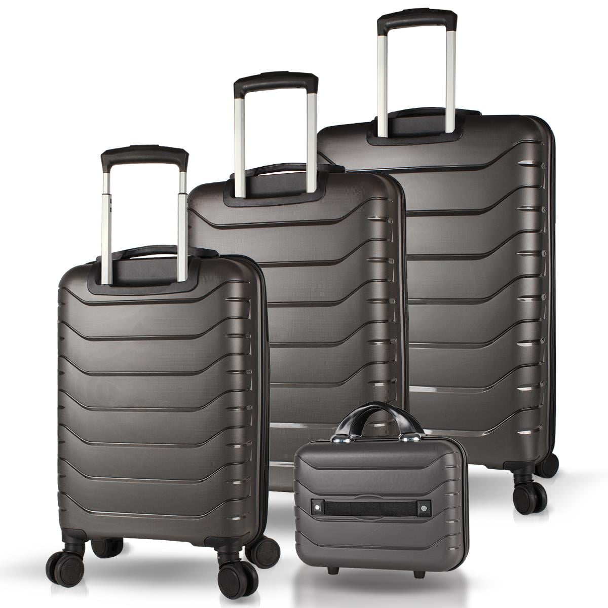 My Valice Solid PP Polipropilen Kırılmaz Kabin Orta Büyük ve Makyaj Boy Antrasit 4'lü Travel Valiz Seti