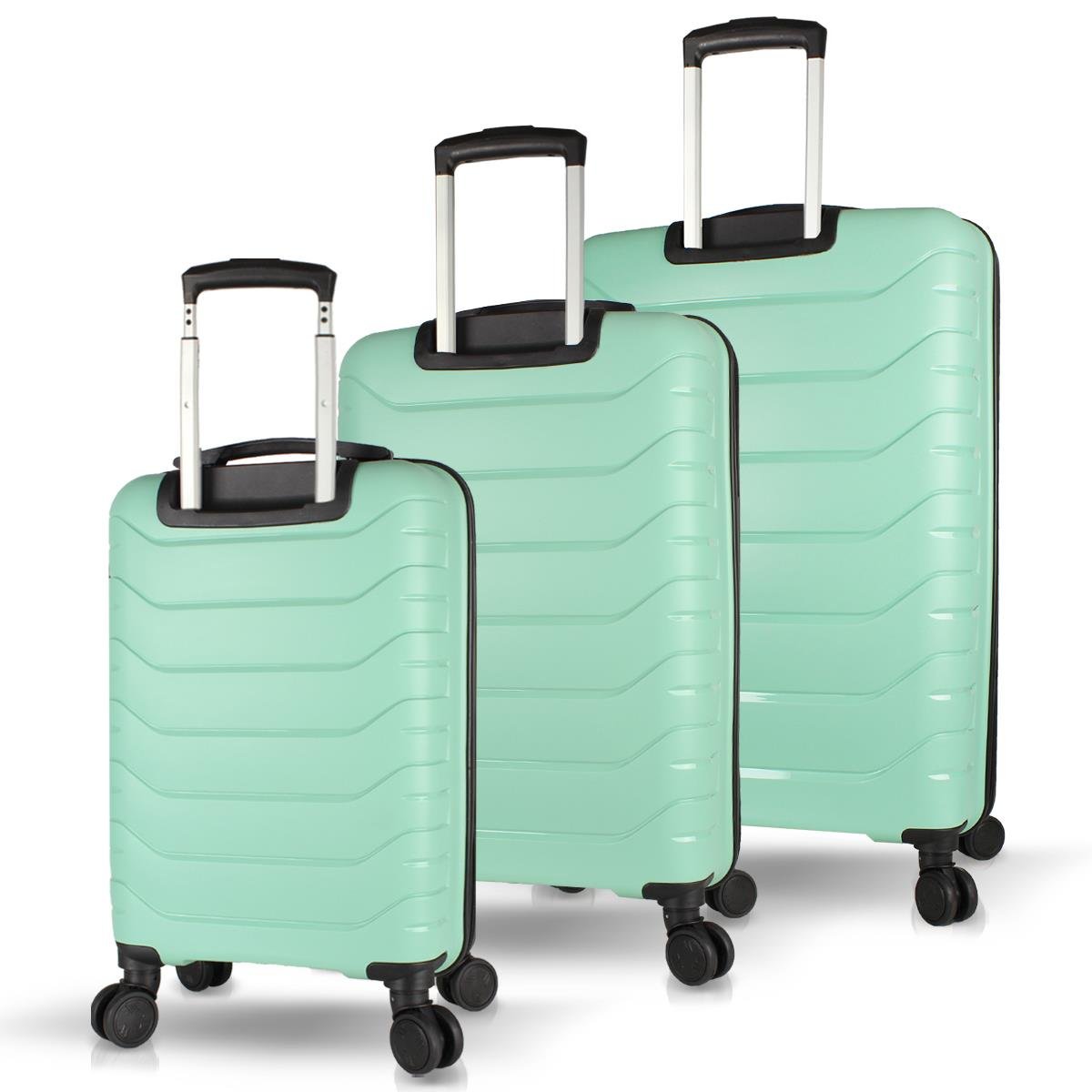 My Valice Solid PP Polipropilen Kırılmaz Kabin Orta ve Büyük Boy Mint Yeşili 3'lü Valiz Seti