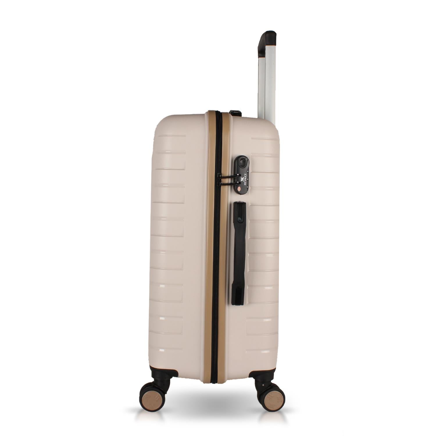 My Valice Solid PP Polipropilen Kırılmaz Kabin ve Orta Boy Krem 2'li Valiz Seti