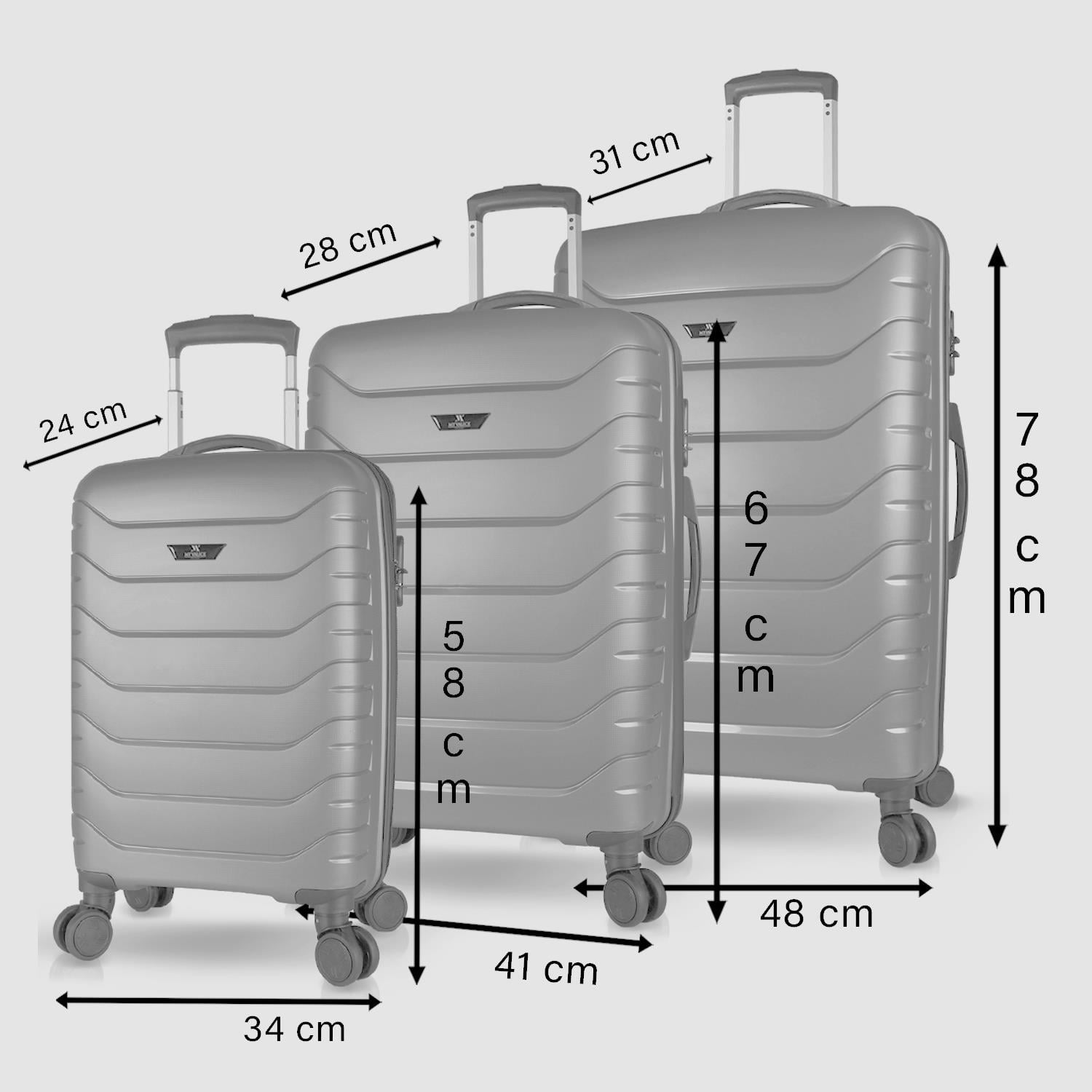 My Valice Solid PP Polipropilen Kırılmaz Kabin Orta ve Büyük Boy Antrasit 3'lü Valiz Seti