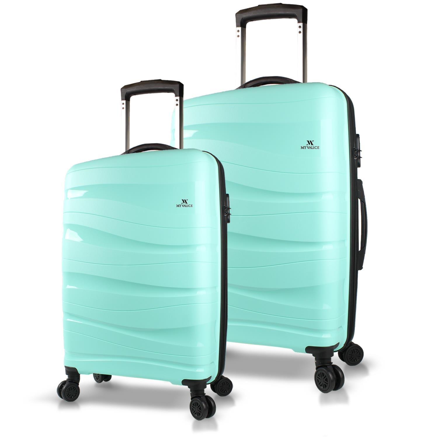 My Valice Wave PP Polypropylene Unbreakable Cabin and Medium Size Set of 2 Luggage Set Sea Green
