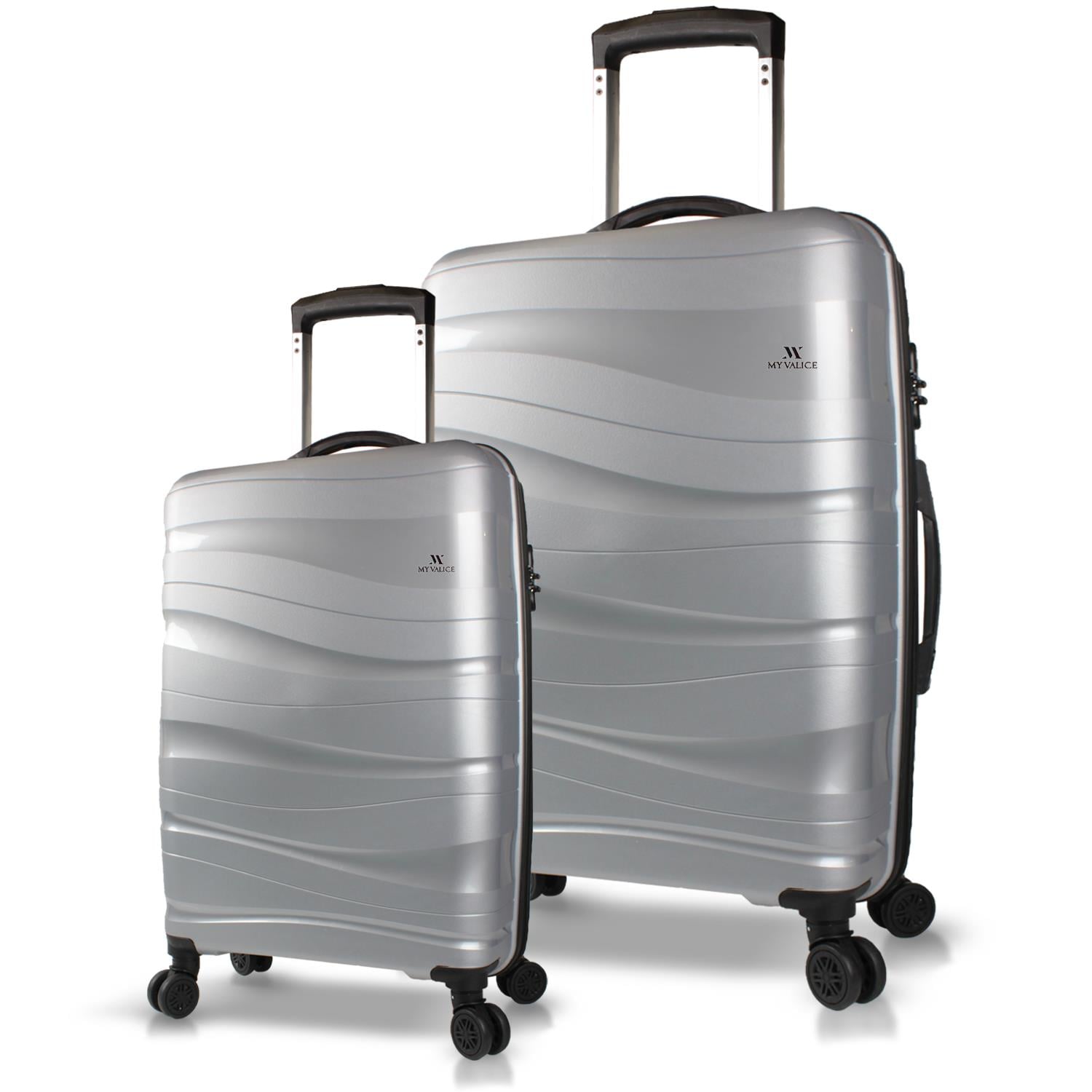 My Valice Wave PP Polypropylene Unbreakable Cabin and Large Size Set of 2 Luggage Set Silver Grey