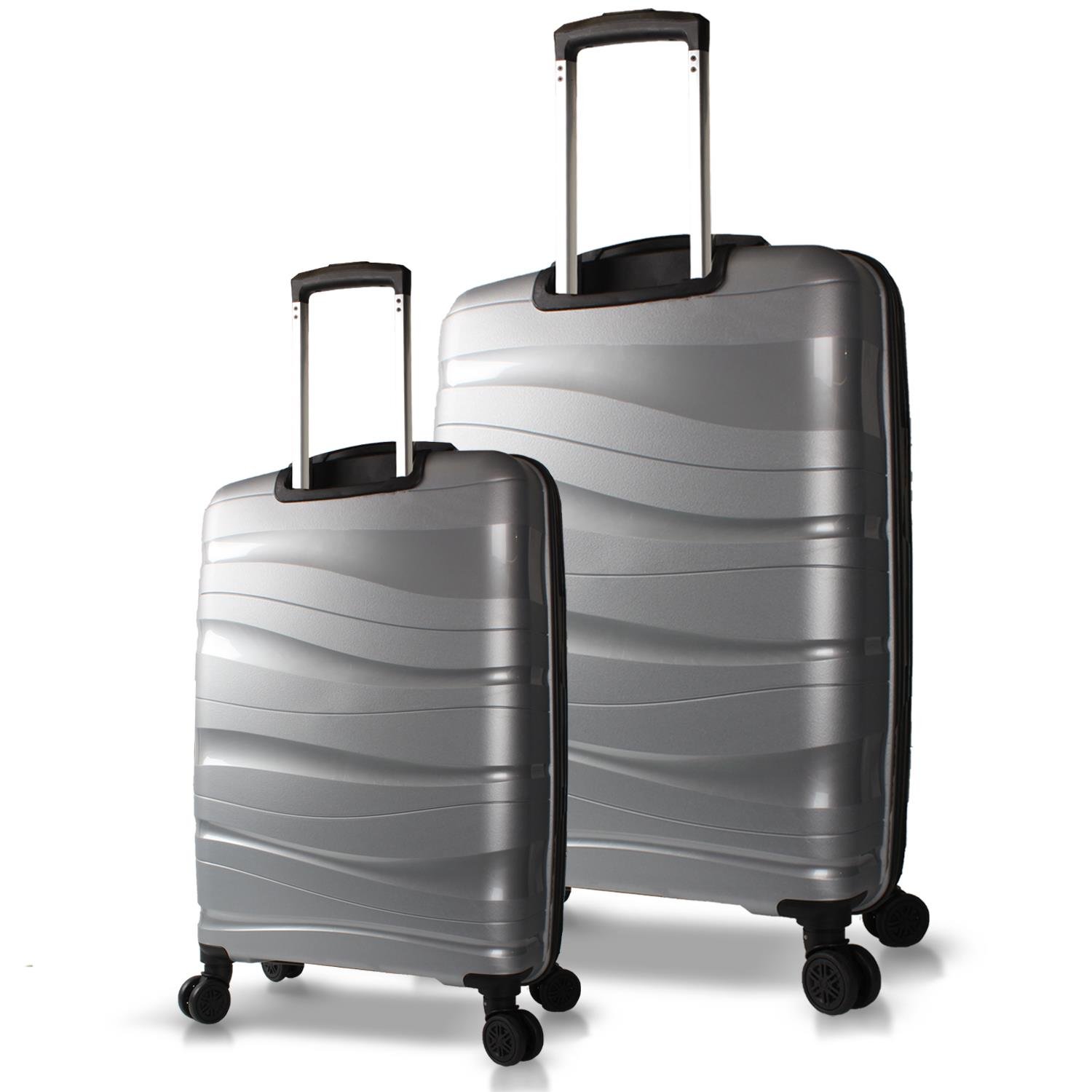 My Valice Wave PP Polypropylene Unbreakable Cabin and Large Size Set of 2 Luggage Set Silver Grey