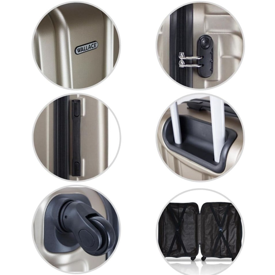 Wallace Line Abs 2'li Valiz Seti (Orta ve Büyük) Gold