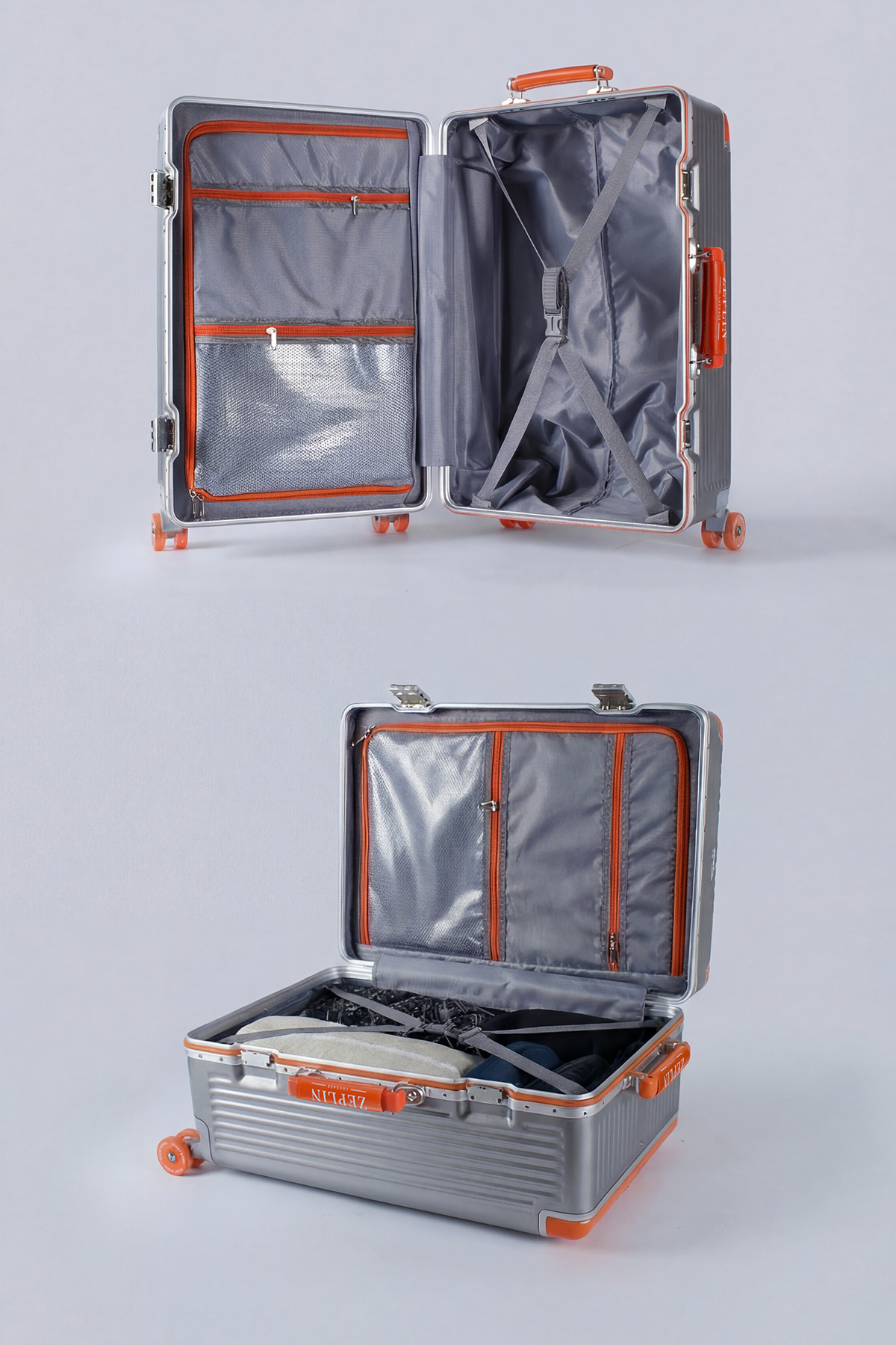 Zeplin Boxy PC Policarbon Orta Boy Valiz Silver-Turuncu