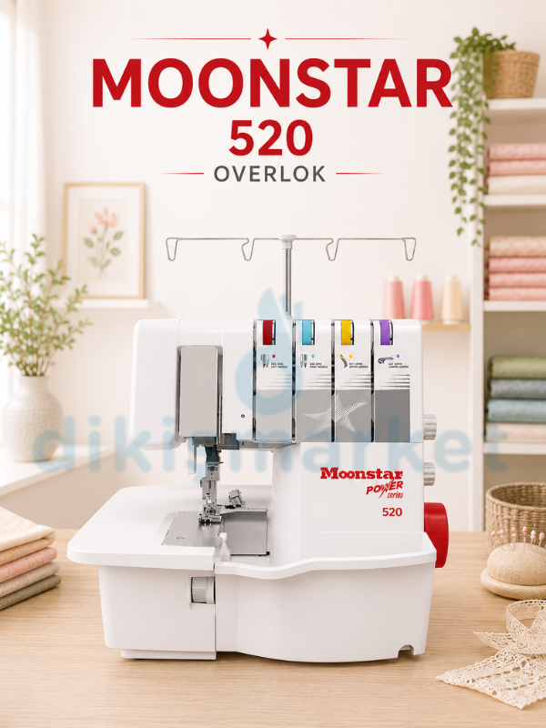  Moonstar 520 Ev Tipi 2-3-4 İplik Overlok Makinası Çok Fonksiyonlu Profesyonel Dikiş Makinası
