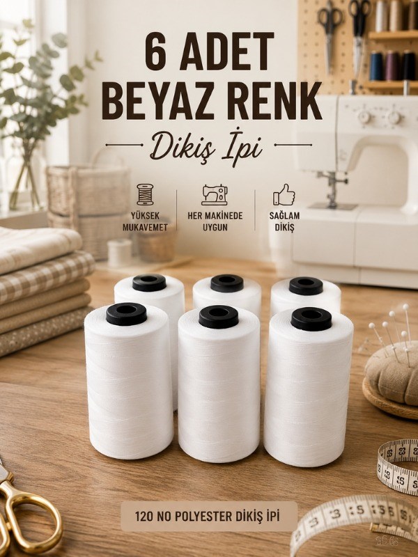 120 No Dikiş İPİ 6lı Set Beyaz