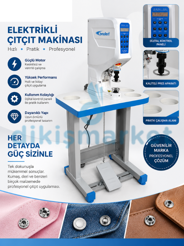 Broderi Elektronik Çıt Çıt Otomatik Pres Çakma Kuşgözü Makinesi / BD-818