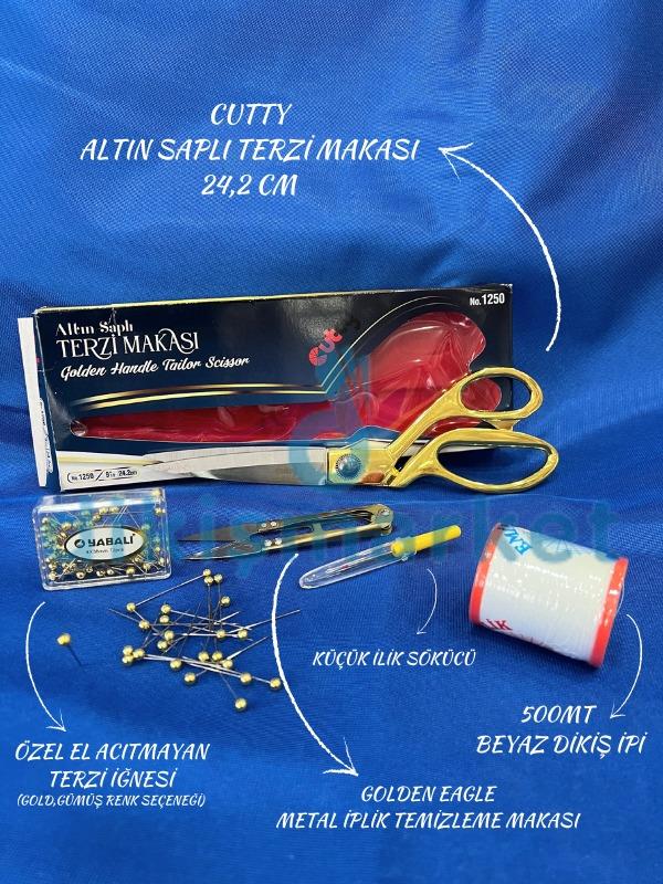 DİKİŞ SETLERİ /GOLD MAKAS/ ÇIT MAKAS/TOPLU İĞNE/İLİK AÇICI/BEYAZ İPLİK