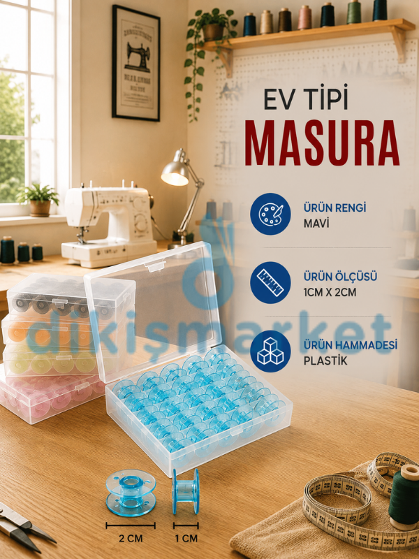 Ev Tipi Dikiş Makinesi|Plastik|Geniş|Masura|Renkli|25 Adet|Kutulu
