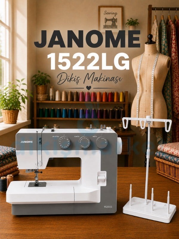 Janome 1522LG Dikiş Makinesi | Ev Tipi Dikiş Makinesi | Aile Tipi Dikiş Makinesi | 23 Adet Değişik Dekoratif Dikiş | 5 mm Genişliğinde Zigzak | Gri