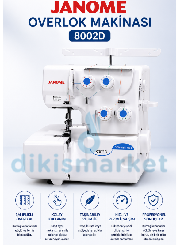 Janome 8002D Taşınabilir Overlok Makinesi