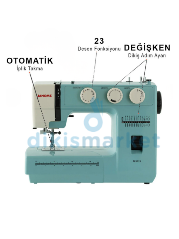 Janome TR 2023 Dikiş Makinesi|23 Adet Dekoratif Dikiş|5 mm Genişliğinde Zigzak|Tek Adımda İlik Açabilme