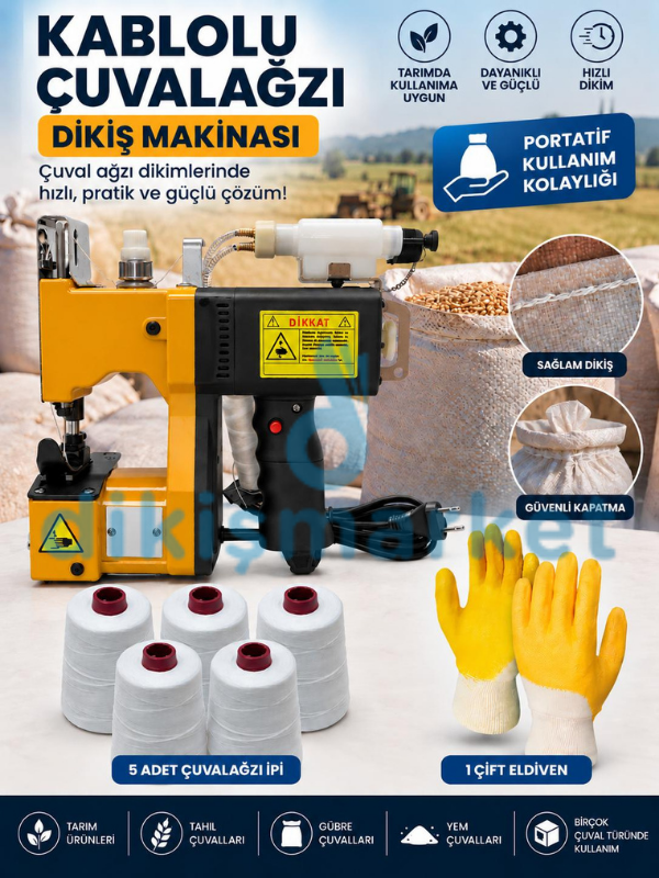 Kablolu Çuval Ağzı Dikiş Makinesi Seti