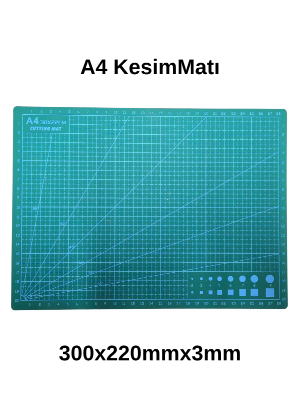 Kesim Matı 300x220mmx3mm A4|Kesme Matı Patchwork|Kesme Tablası|Kesim Altlığı Çift Taraflı