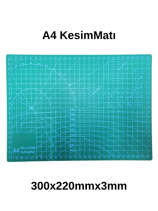 Kesim Matı 300x220mmx3mm A4|Kesme Matı Patchwork|Kesme Tablası|Kesim Altlığı Çift Taraflı
