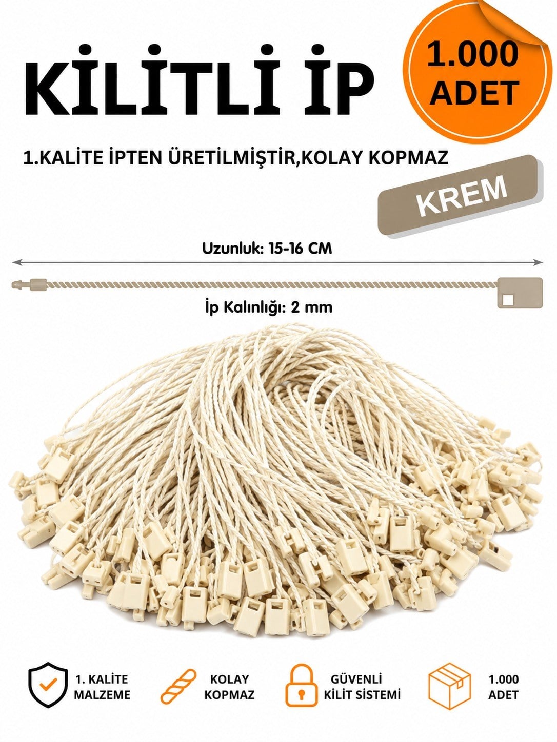 Kilitli İp Ecru 1.000'li