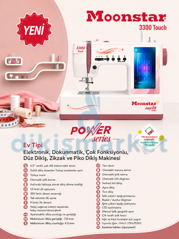 Moonstar 3300 Touch Dikiş Makinası Uzatma Tablalı