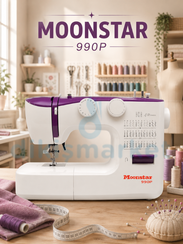 Moonstar 990P Mor Ev Tipi Elektronik Dikiş Makinesi | 36 Desen | 4mm Zigzag | 4 Adımda İlik Açabilme