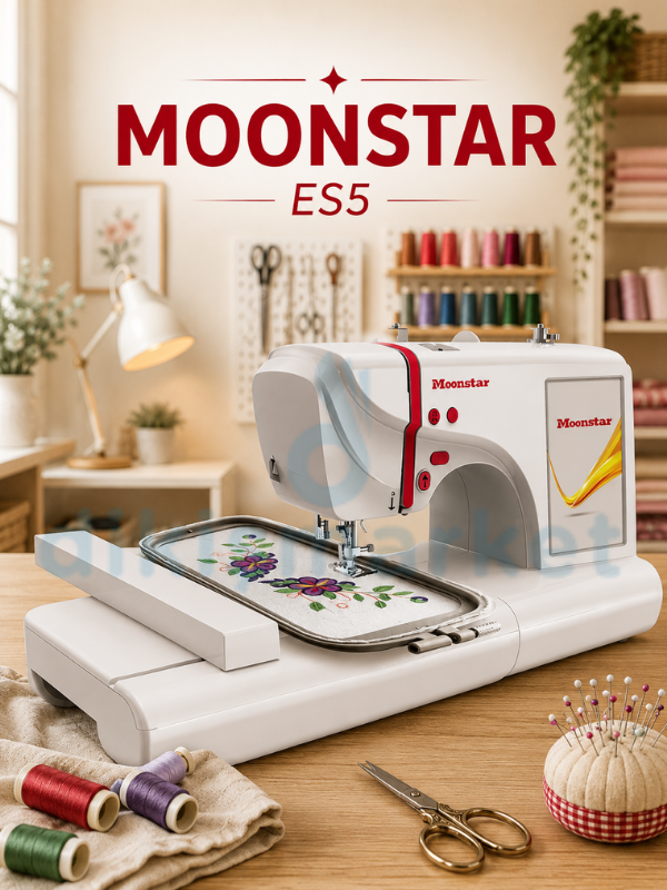 Moonstar ES5 Ev Tipi Elektronik Dikiş Nakış ve Piko Makinesi | 5.000 Desen | 160 Farklı Dekoratif Desen | 96 Farklı Dahili Nakış Deseni | Tek Adımda İlik Açabilme | 7mm Zigzag