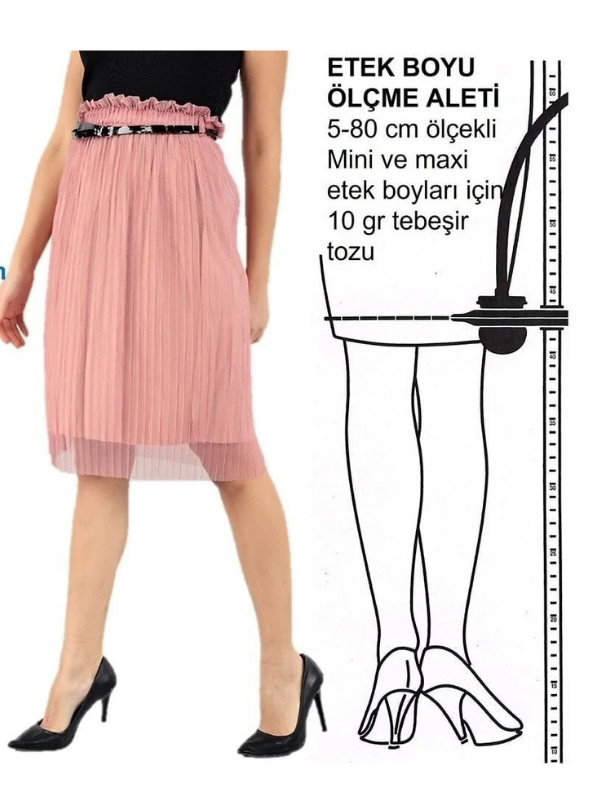 Tablalı Etek Boyu Ölçme Aleti Pudralı