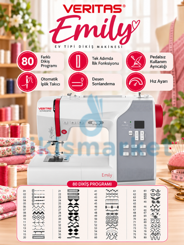 Veritas Emily Ev Tipi Dikiş Makinesi 80 Dikiş Programlı
