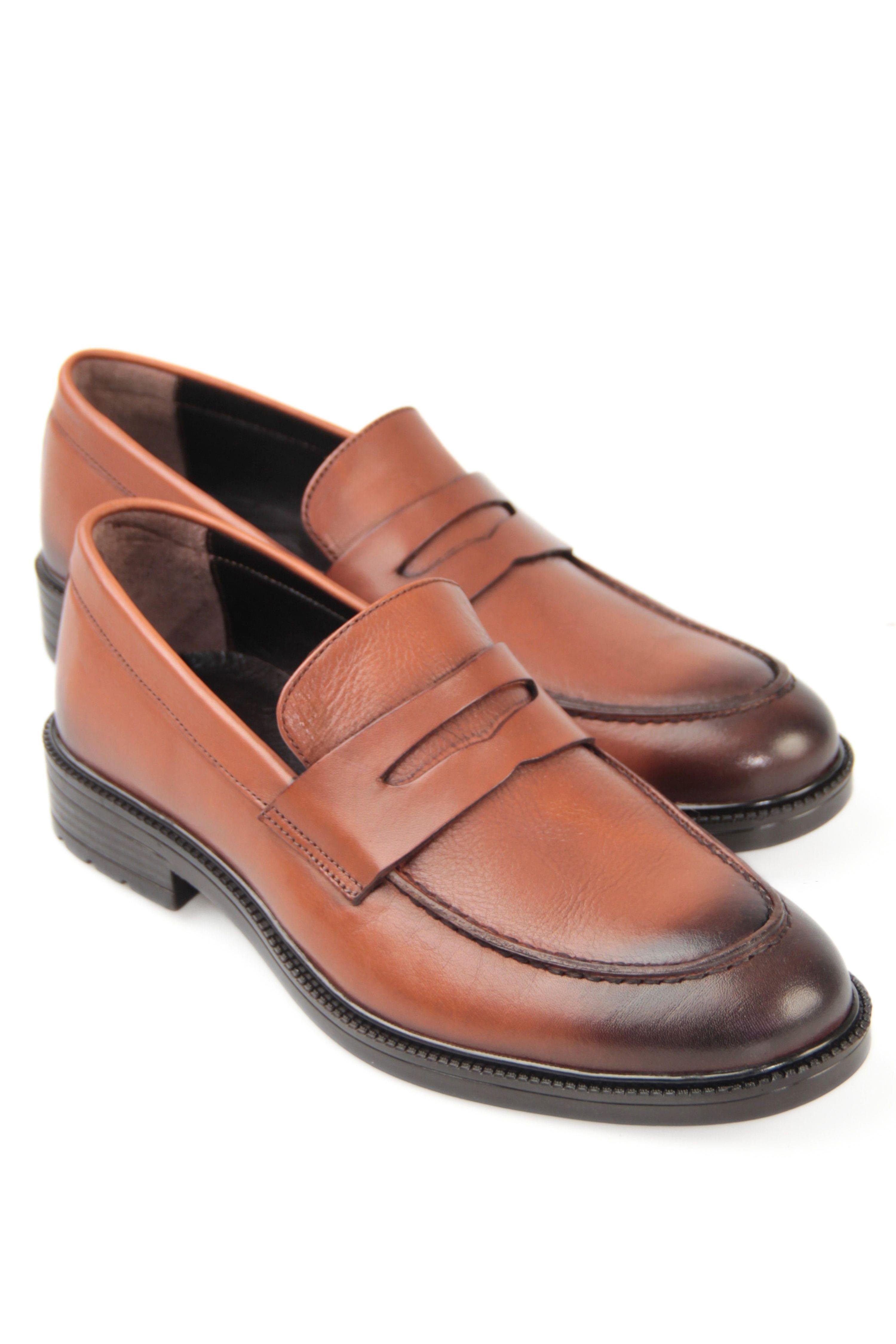 Hakiki Deri Bantlı Kalın Taban Klasik Loafer Ayakkabı Duravole