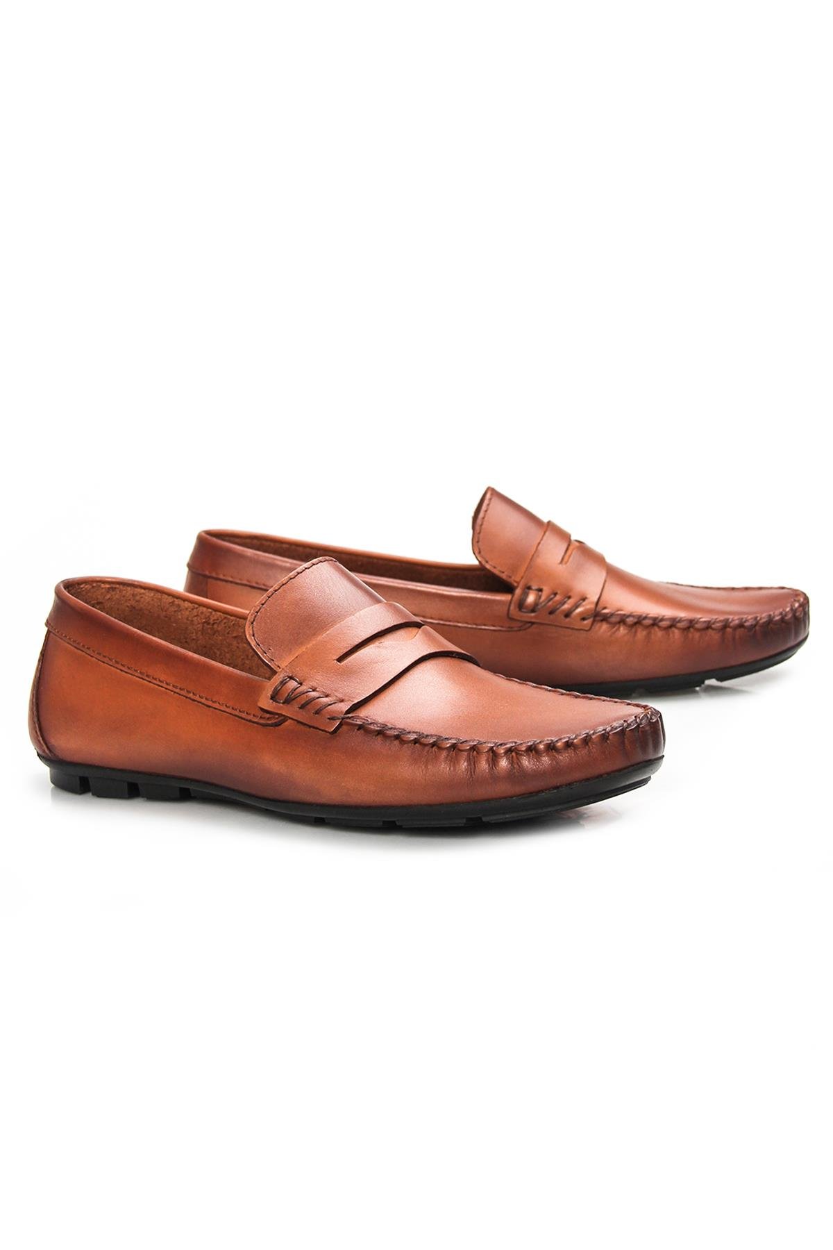 Hakiki Deri Ekek Taba Günlük Loafer Ayakkabı