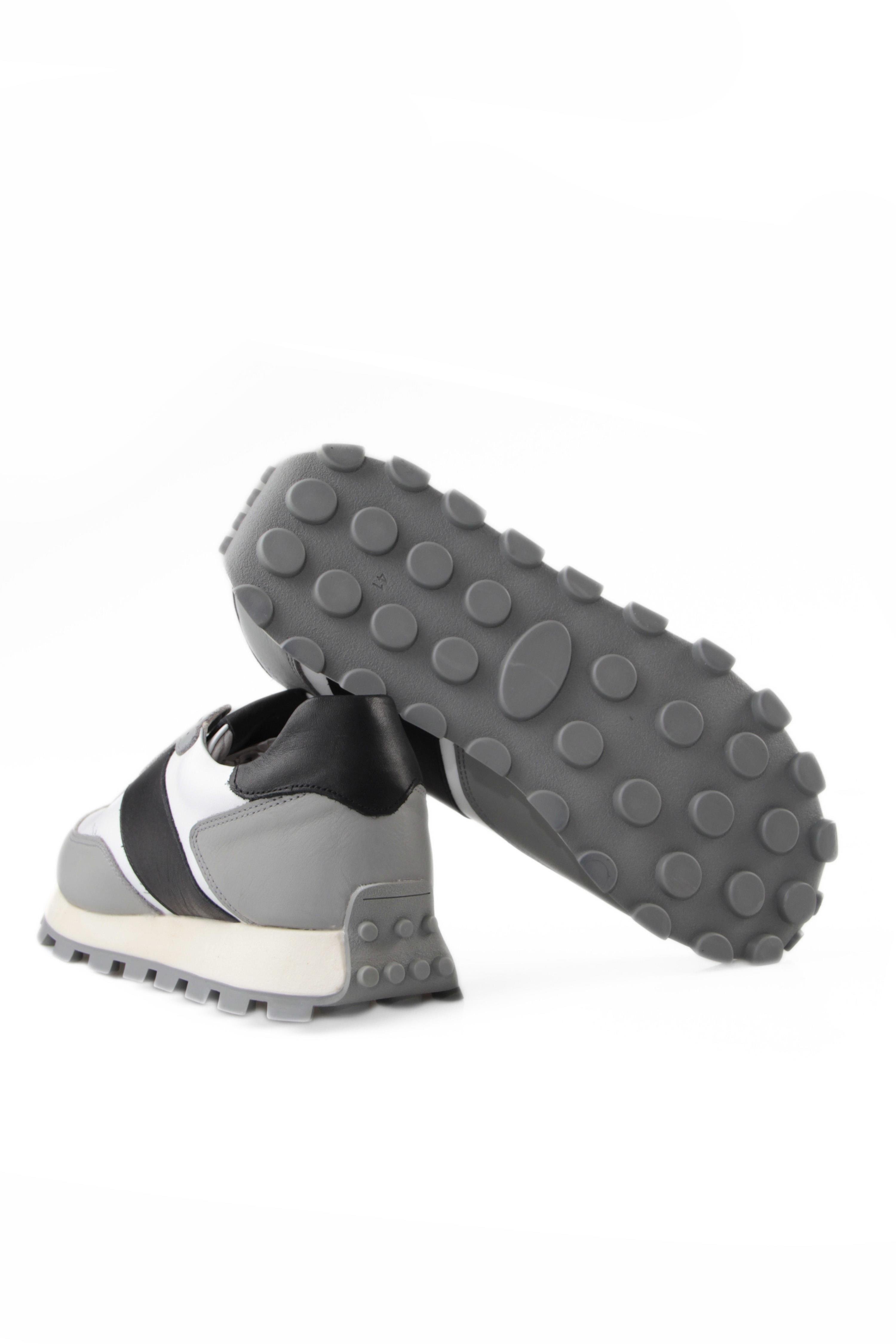 Hakiki Deri Erkek Bağcıklı Gri Sneaker Ayakkabı Chris