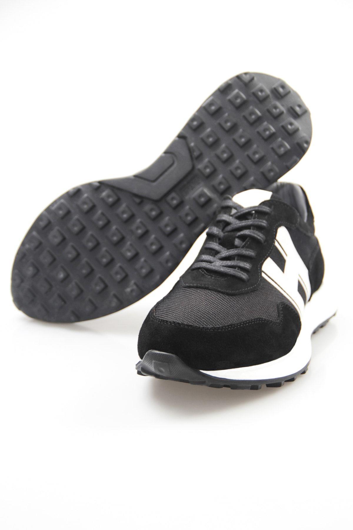 Hakiki Deri Erkek Bağcıklı Siyah Sneaker Ayakkabı Erla