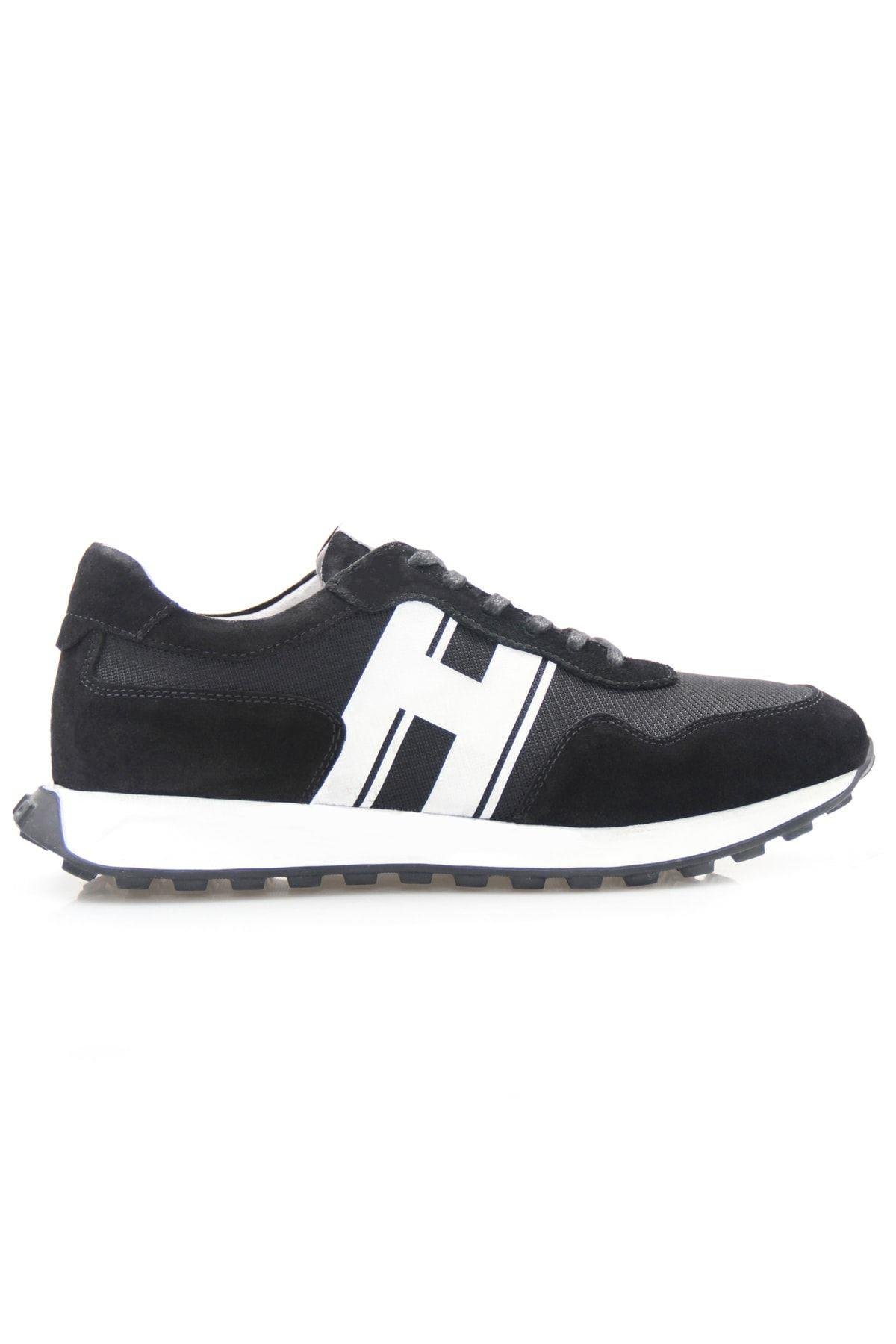 Hakiki Deri Erkek Bağcıklı Siyah Sneaker Ayakkabı Erla