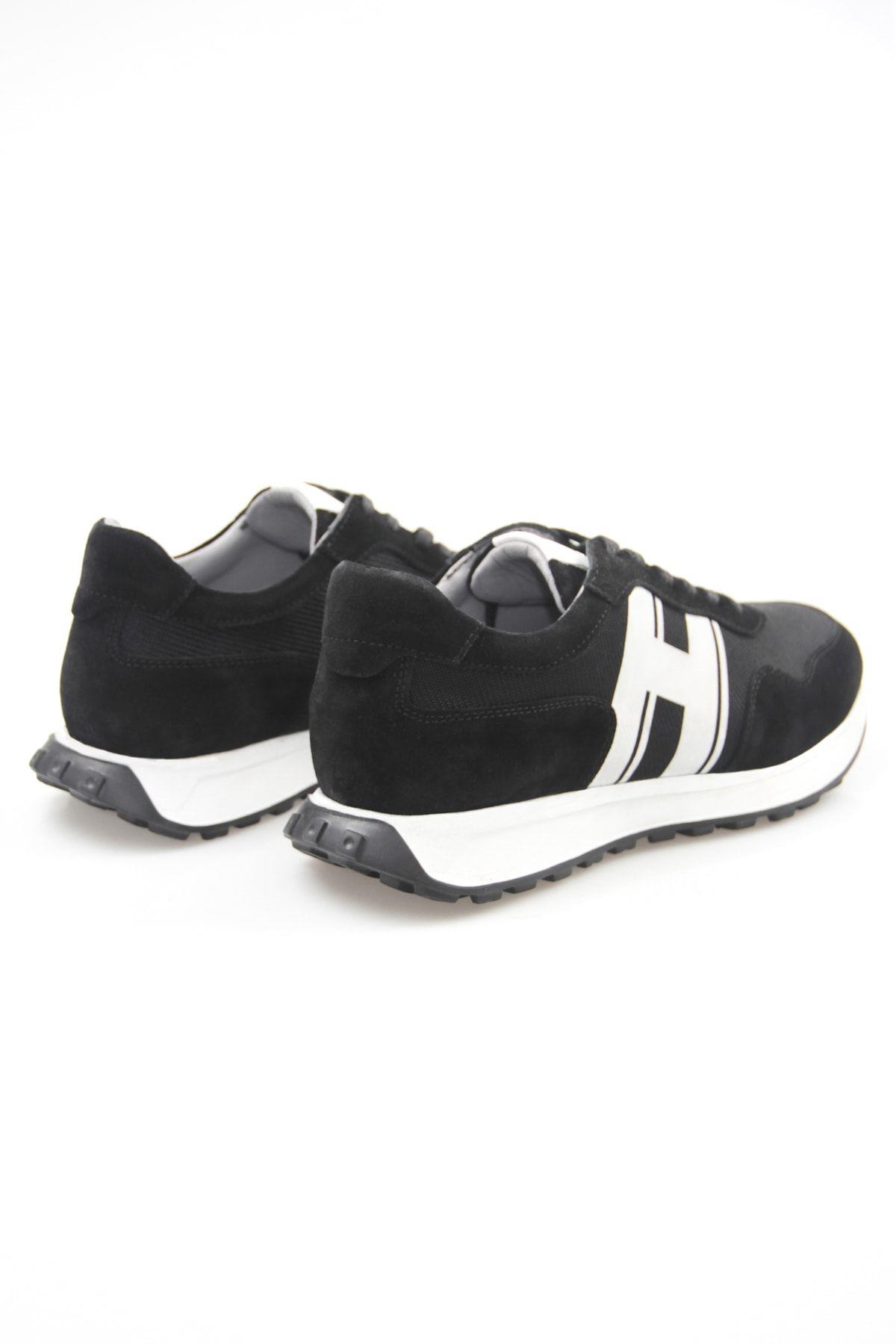 Hakiki Deri Erkek Bağcıklı Siyah Sneaker Ayakkabı Erla