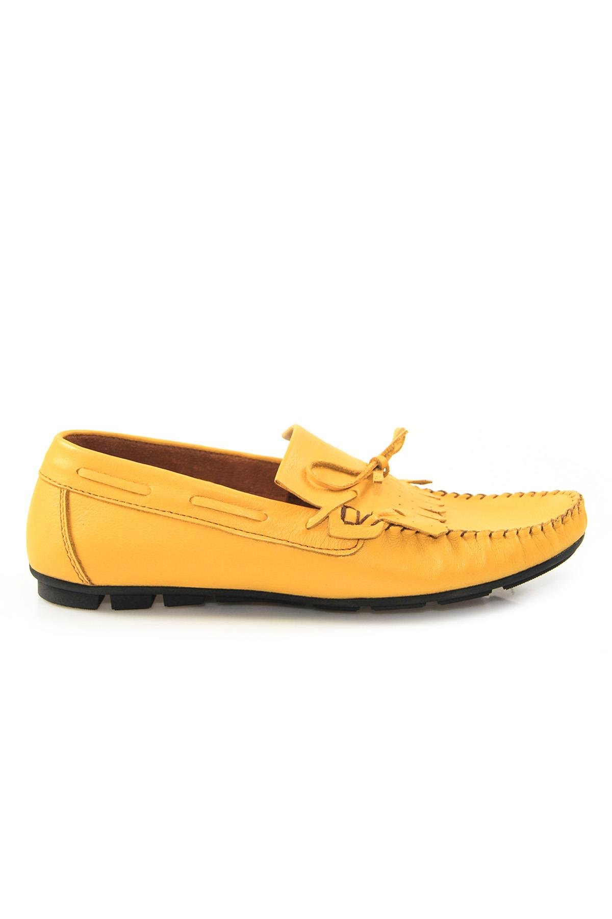 Hakiki Deri Erkek Sarı Günlük Loafer Ayakkabı