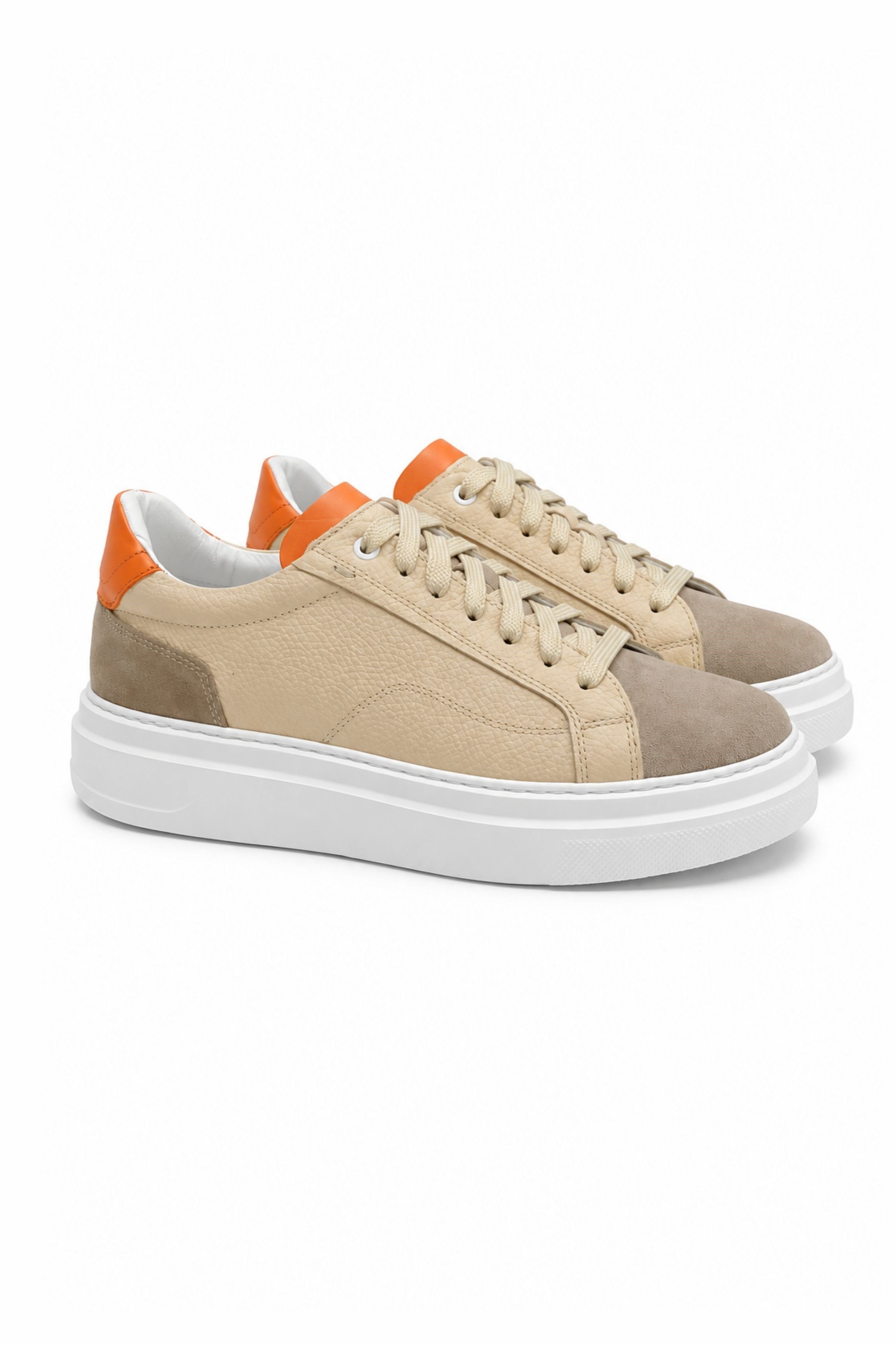 Tripy Hakiki Deri Erkek Bağcıklı Bej Sneaker Ayakkabı Willy