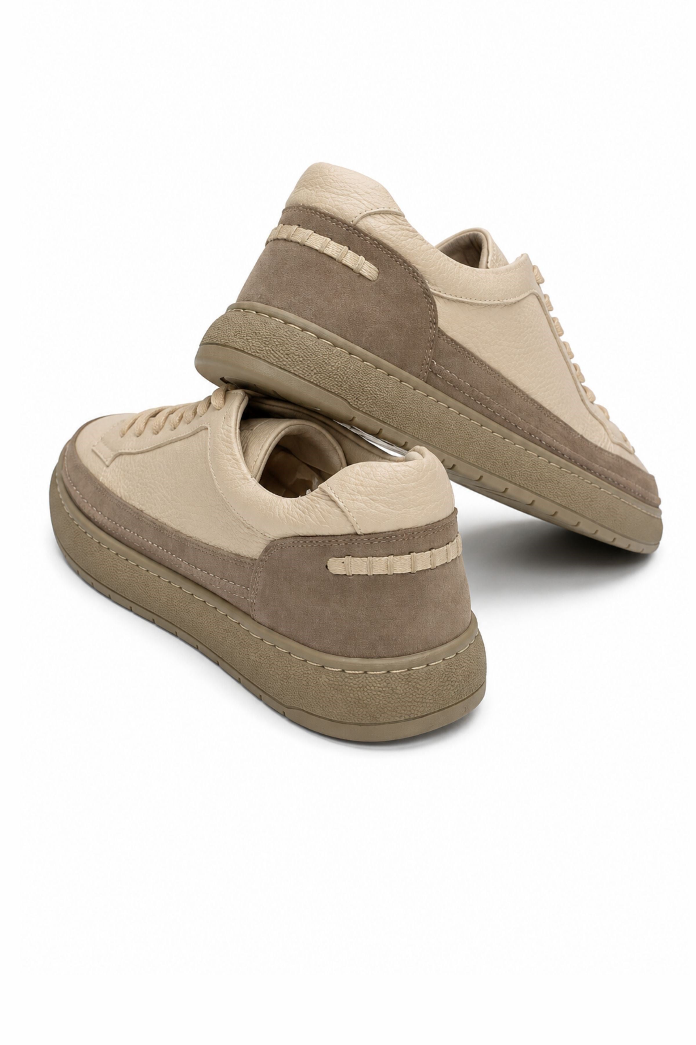 Tripy Hakiki Deri Erkek Bağcıklı Bej Sneaker Ayakkabı Vance