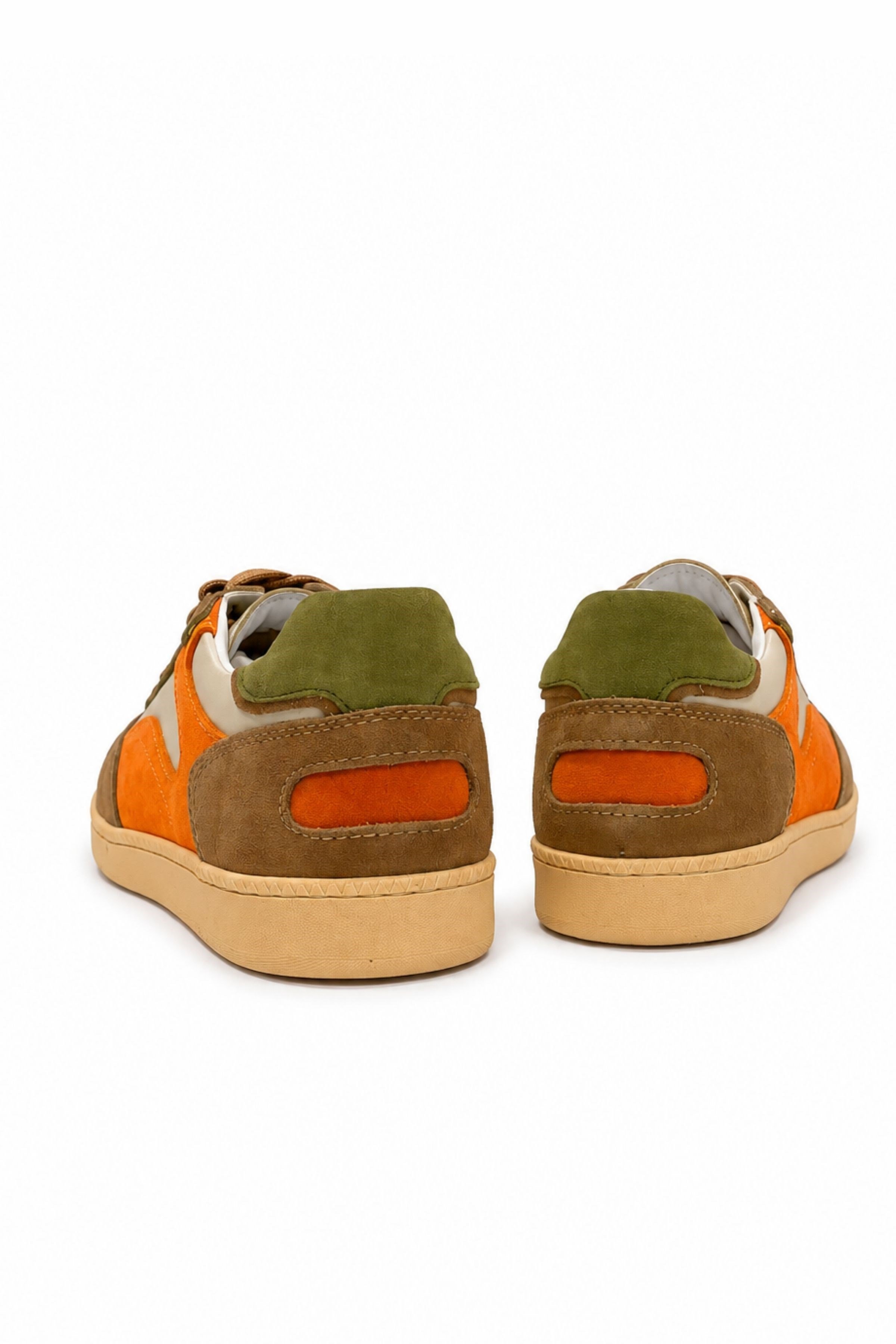 Tripy Hakiki Deri Erkek Bağcıklı Bej Turuncu Sneaker Ayakkabı Tylor