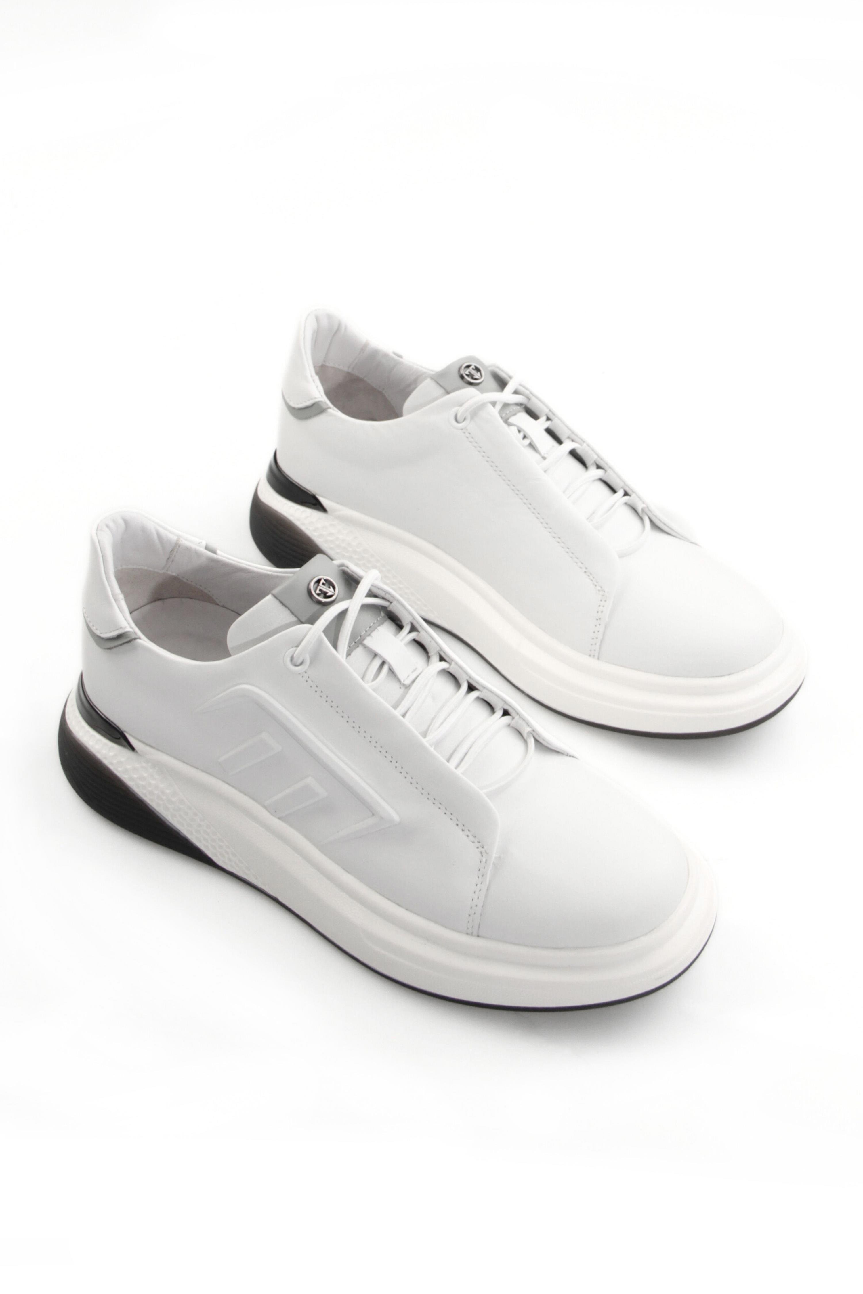 Tripy Hakiki Deri Erkek Bağcıklı Beyaz Sneaker Ayakkabı Gale