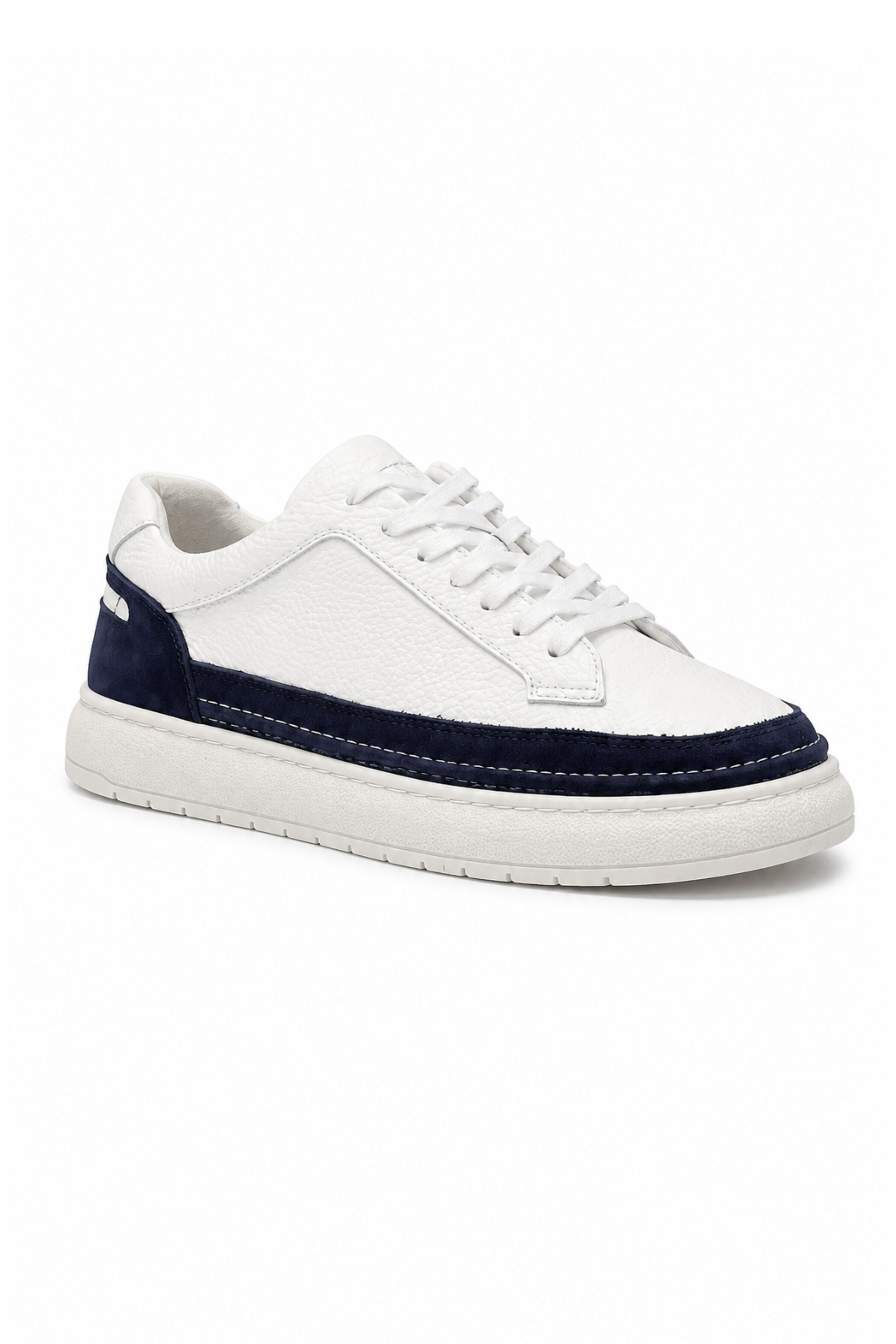 Tripy Hakiki Deri Erkek Bağcıklı  Beyaz Sneaker Ayakkabı Vance